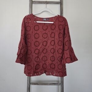 ⭐️40% Off⭐️ New York & Co. Soho Embroidered Cut Out Bell Sleeve Top